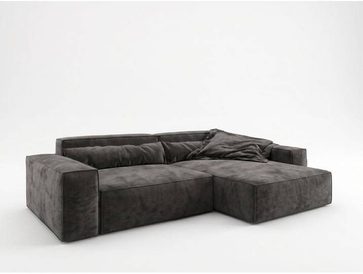 Xlmoebel Ecksofa Graues L-förmiges Ecksofa weiches bequemes niedriges Sofa Polstermöbel, 1 Teile, Niedriges Sofa