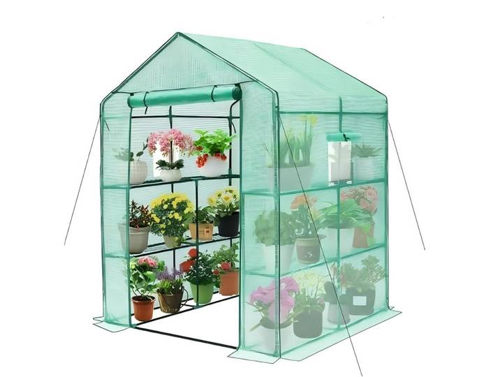 Petite serre de jardin, serre tunnel, serre de balcon avec étagères, porte à fermeture éclair enroulable pour une croissance optimale des plantes