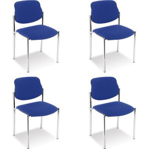 Nowy-Styl Besucherstuhl Styl chrom, stapelbar, Vierfußstuhl, Stoff, blau, 4 Stück