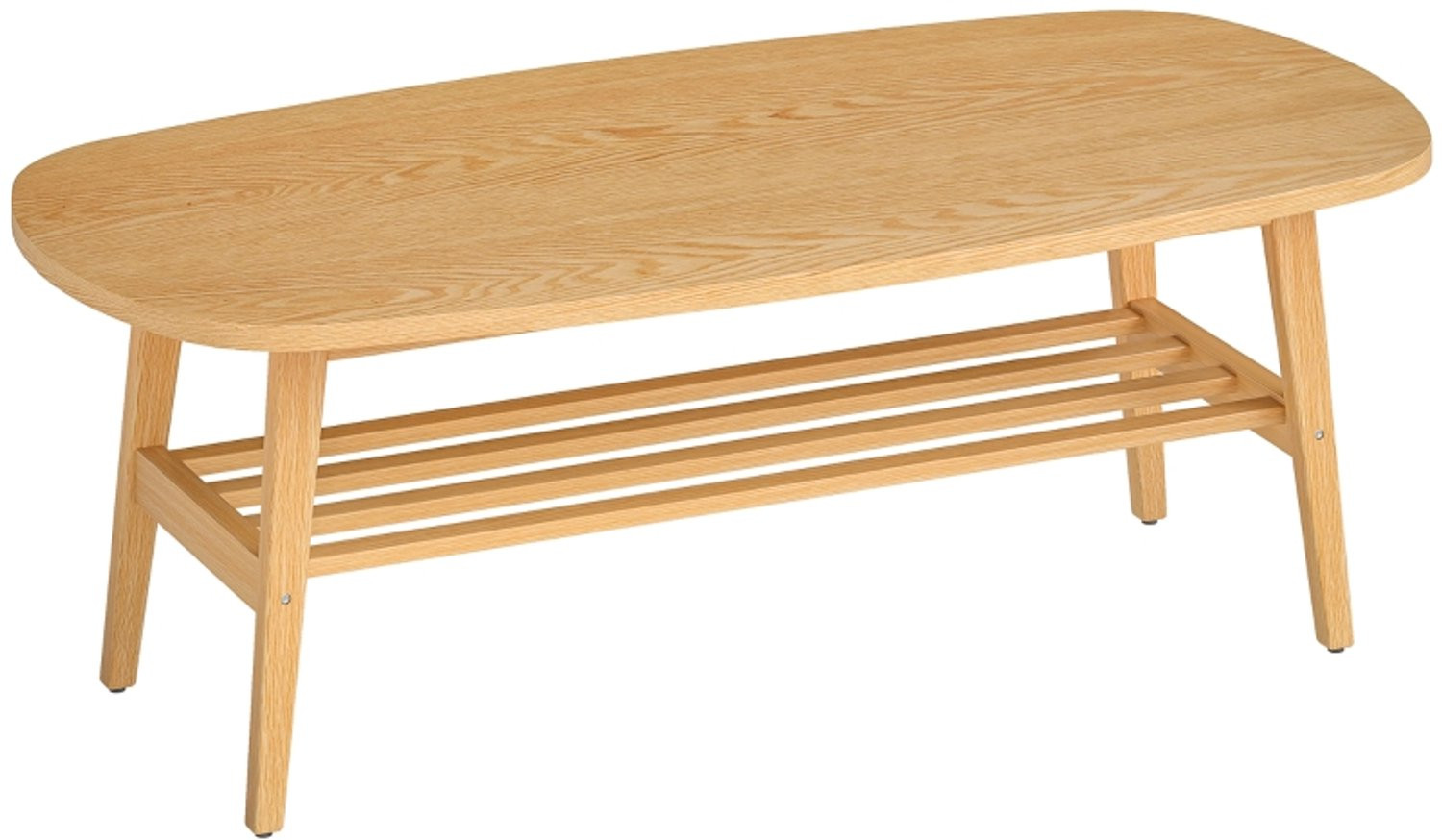 CHICFURN Salontafel Ovaal met Open Onderblad - Natuurlijke Houtkleur - B: 120 cm, D: 60 cm, H: 42 cm
