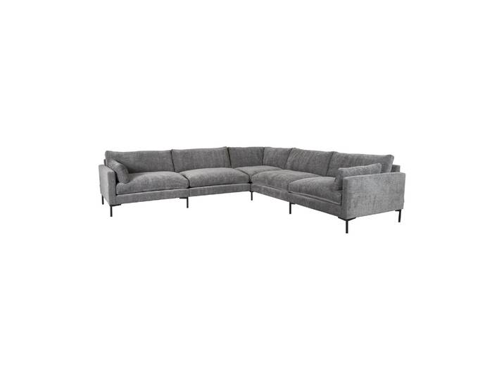 Canapé d'angle en tissu anthracite, 7 places, angle réversible, r
