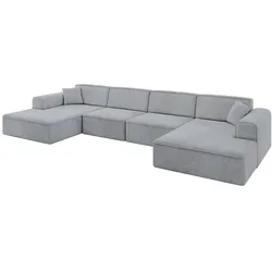 WOHNLANDSCHAFT IREA-U2-v3 386x165x77 Grau Samt