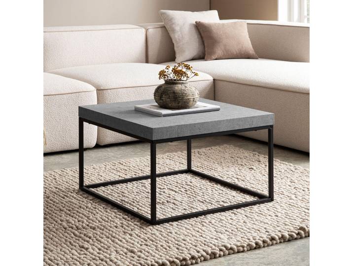 Table basse FineBuy 60 x 60 x 38 cm\, grise\, design moderne\, table de salon carrée\, petite table de salon\, table basse\, pieds en métal