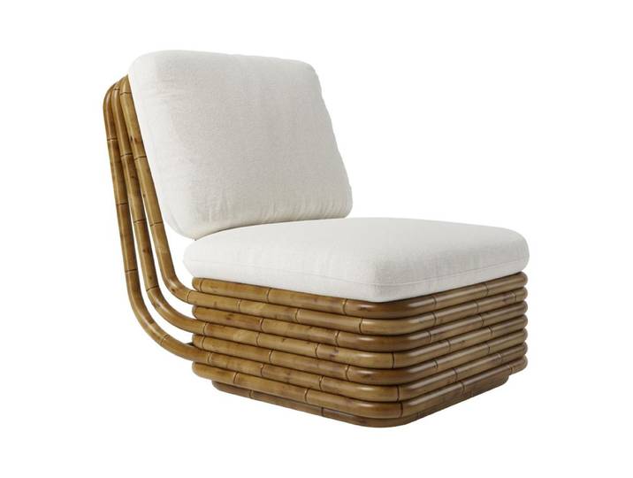 GUBI fauteuil pour l'extérieur BOHEMIAN 72 (Cat. B Lorkey Limonta 40 - Tissu et rotin)
