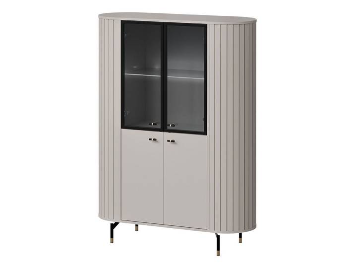 MIRJAN24 Vitrine Zante 2D2W 01 (mit vier Drehtüren) Stahlfüße und Griffe, Beleuchtung als Option