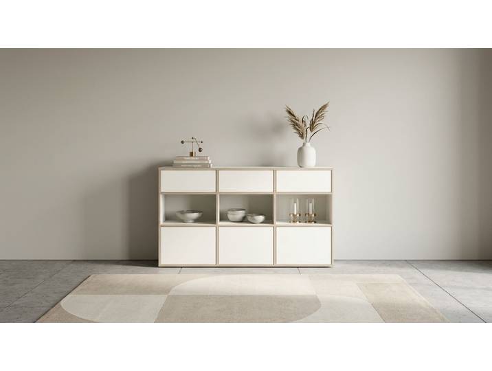 Sideboard mit Schubladen - Kommode wie vom Tischler o. Schreiner Premium Dekore Weiß Multiplex Kante