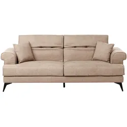 3-SITZER-SOFA Stoff Hellbraun Skive