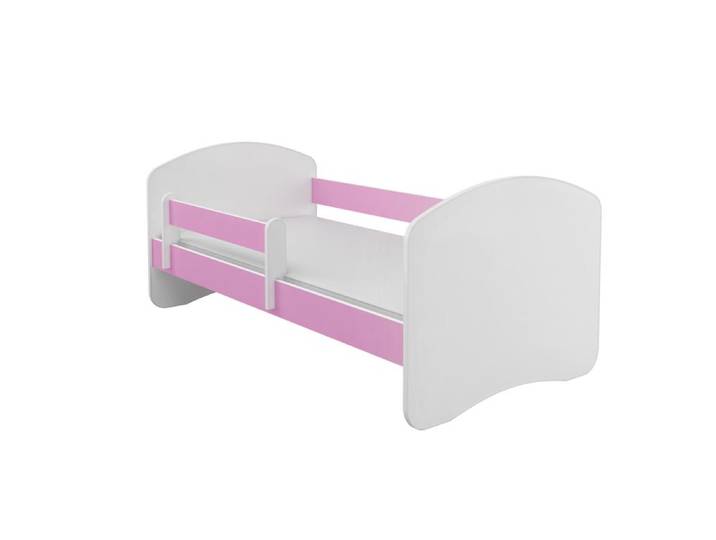 Lit Enfant Bébé 160x80 - ACMA - Rose - Avec Matelas et Sommier à Lattes