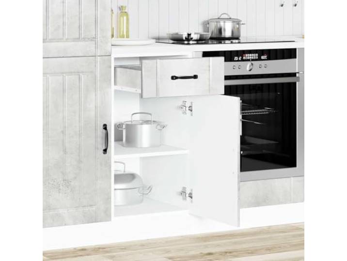 RJPLMFV Küchenschrank, Holz, Ingenieur, Betongrau Unterschrank für Spüle, verstellbare Füße, praktische Tür, leicht zu reinigen