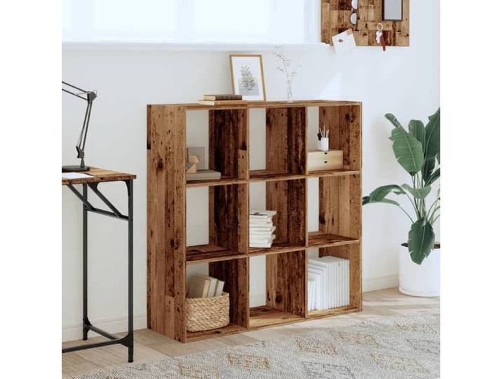 BEAU Bibliothèque de rangement - ZENCORE - Organisateur de Livre - Pour Séjour - vieux bois 102x32x102cm - Bois d'ingénierie LH84040