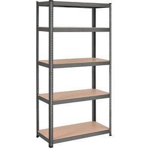 Songmics Schwerlastregal 5 Holzböden, 175kg Fachlast, grau, 180 x 90 x 40cm