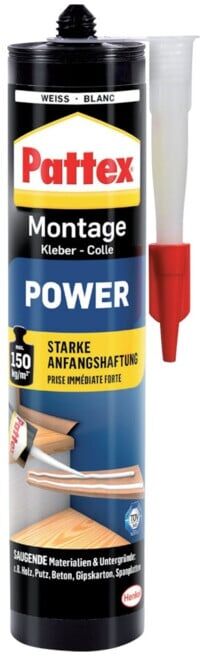 PATTEX Colle de montage Mont. Power blanche 370 g cartouche ; Henkel (PXP37)