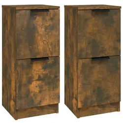 vidaXL Sideboards 2 Stk. Räuchereiche 30x30x70 cm Holzwerkstoff