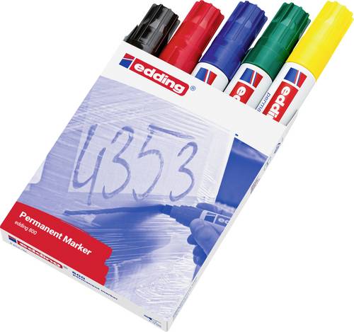 Edding 4-800999 Permanentmarker Schwarz, Rot, Blau, Grün, Gelb wasserfest: Ja