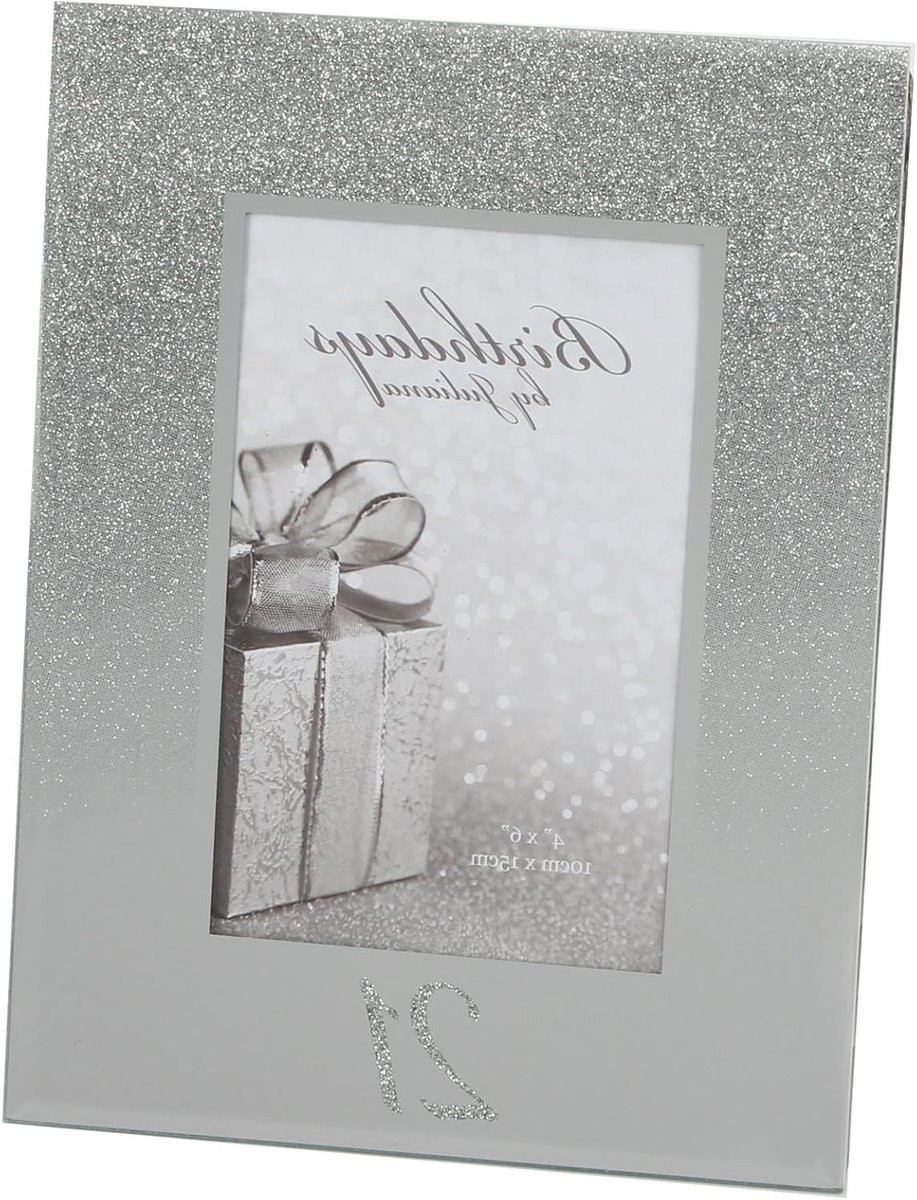Zilveren Fotolijst Verjaardag met Glitter Spiegel Effect - 17 x 22 cm