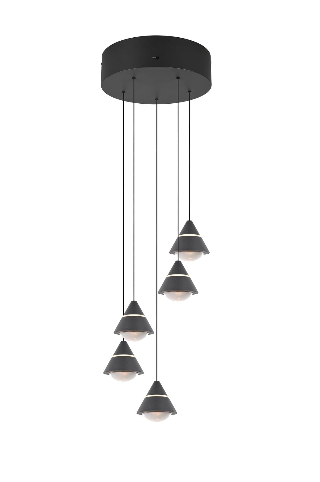 Trio Romeo Design Hanglamp 5-lichts zwart rond met LED-verlichting