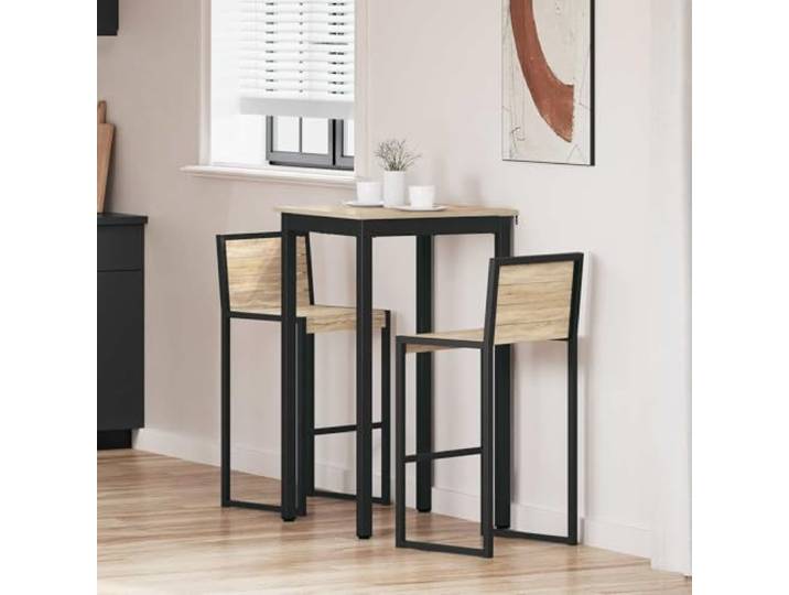 TUERYAFEK Stehtisch Holzwerkstoff Quadratisch mit Metallbeinen für Küche Glatte Oberfläche, einfache Reinigung, stabile Metallbeine, unkomplizierte Montage, modernes Design