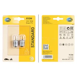 Hella BA15s R10W Standard Glühlampe Blink- / Positions- / Brems- / Rückfahr- / Schluss- / Innenraumleuchte 12 V / 10W 2er-Set