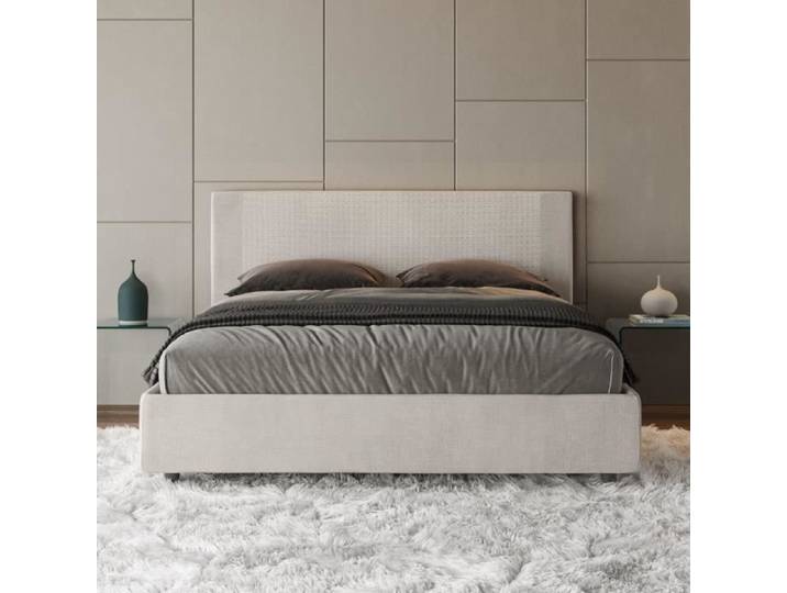 Lit double - Norris - Rosal 160x210 - blanc - tissu Labirinto