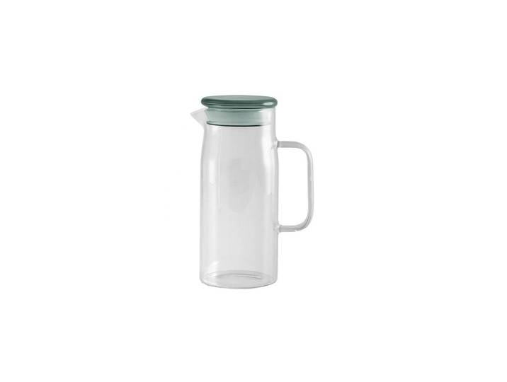 Carafe en verre transparent, couvercle hermétique teinté vert de