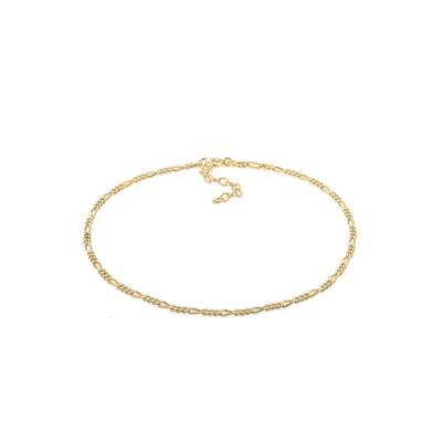 Fußkette ELLI "Figaro Fußkettchen Basic 925 Silber" Gr. 28, gold, Fußketten, Damen, 28cm, Silber 925 (Sterlingsilber)