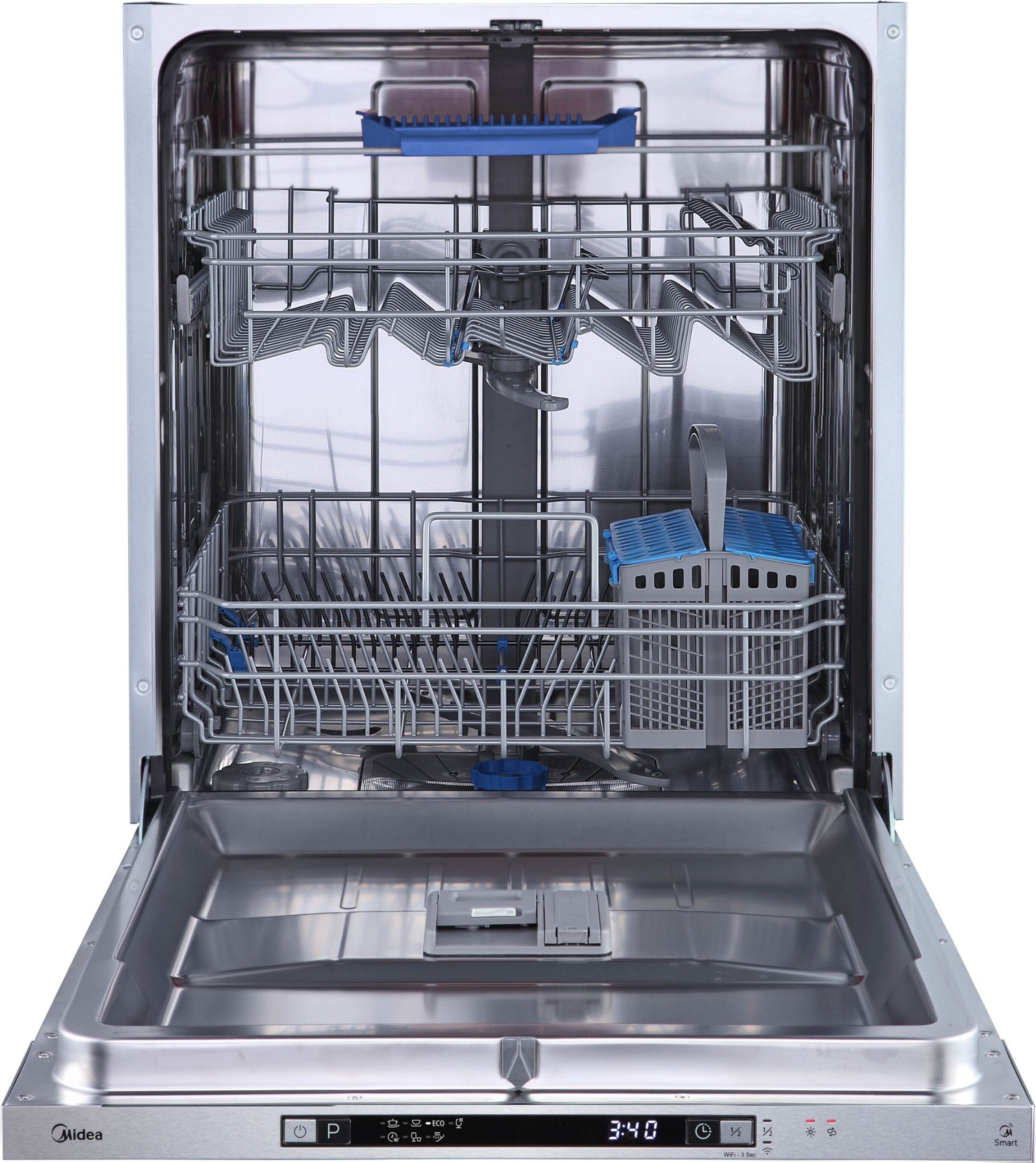 Midea Einbaugeschirrspüler SV 4.60 wi, vollintegrierbar, 60 cm breit, Edelstahl, 14 Maßgedecke