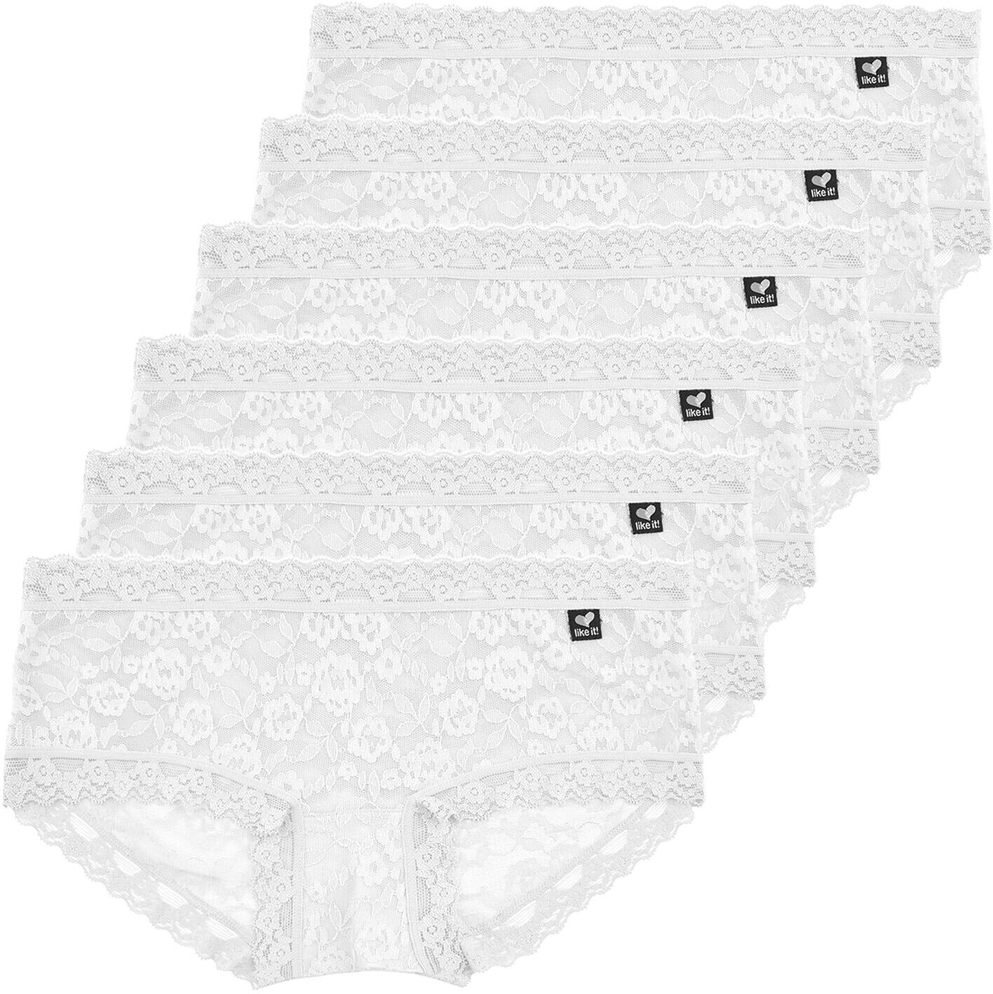 Like It! Panty LIKE IT "6er Pack Panty Lisa", Damen, Gr. L, weiß, Obermaterial: 100% Polyamid PA., Unterhosen Panty