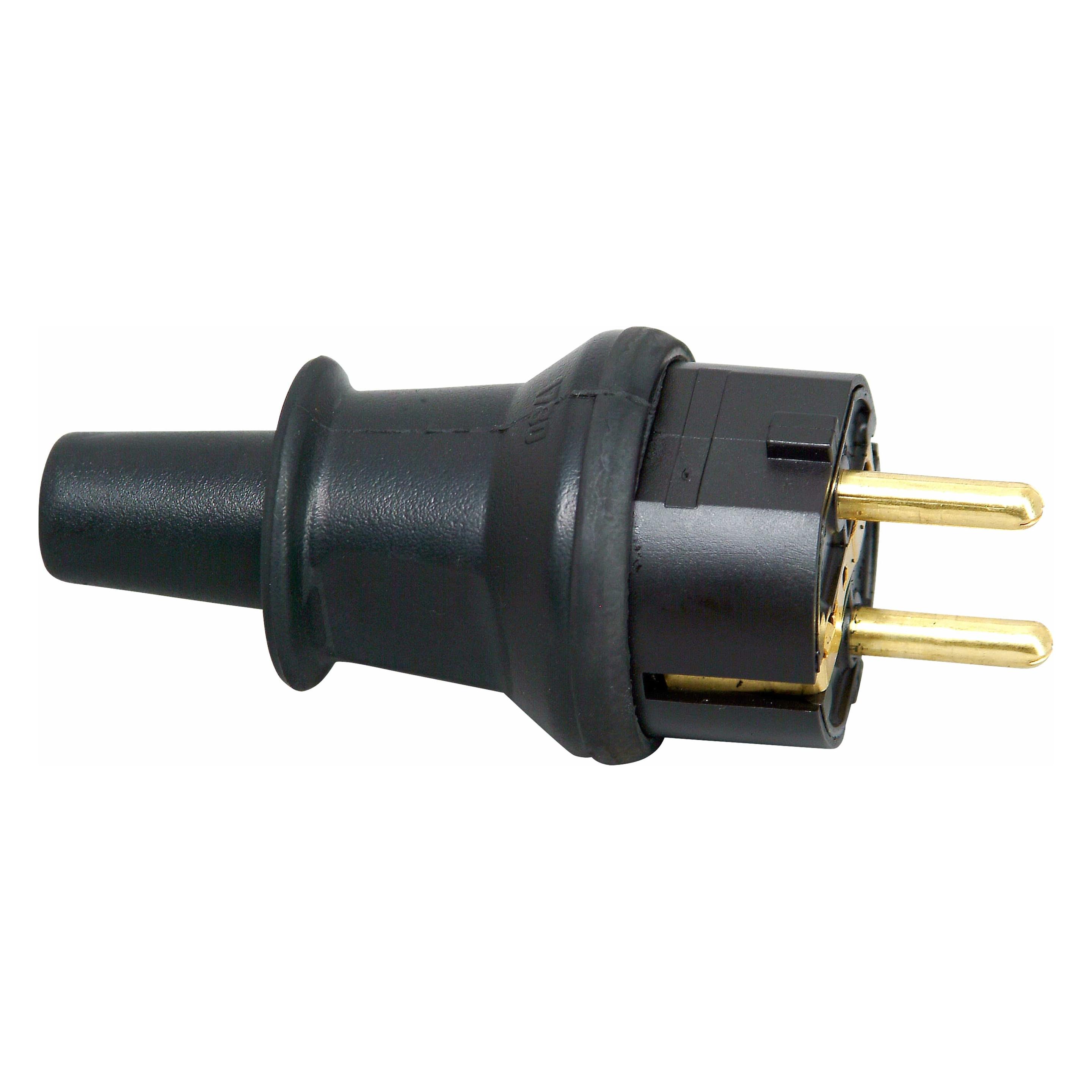 Kopp Schutzkontaktstecker Gummi IP44 sw ger Schraubkl (173016008)