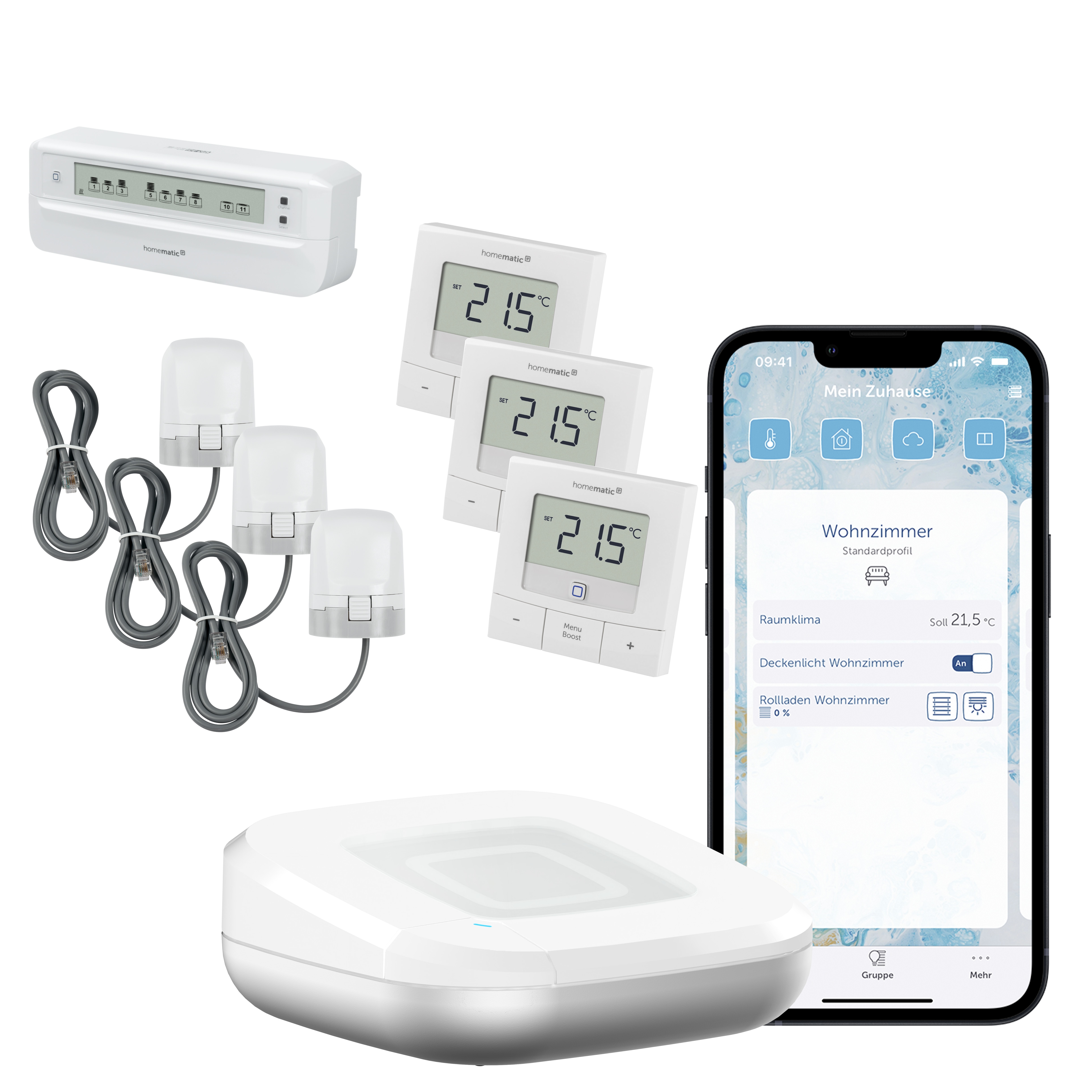 Homematic IP Starter Set Fußbodenheizungssteuerung . für 3 Räume mit 12fach Aktor