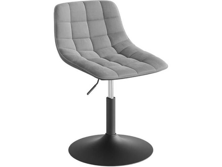 Tabouret Coiffeuse Pivotant Dossier - Chaise Maquillage Réglable Hauteur Velours Gris Clair - Tabouret Bar Salon Chambre Bureau