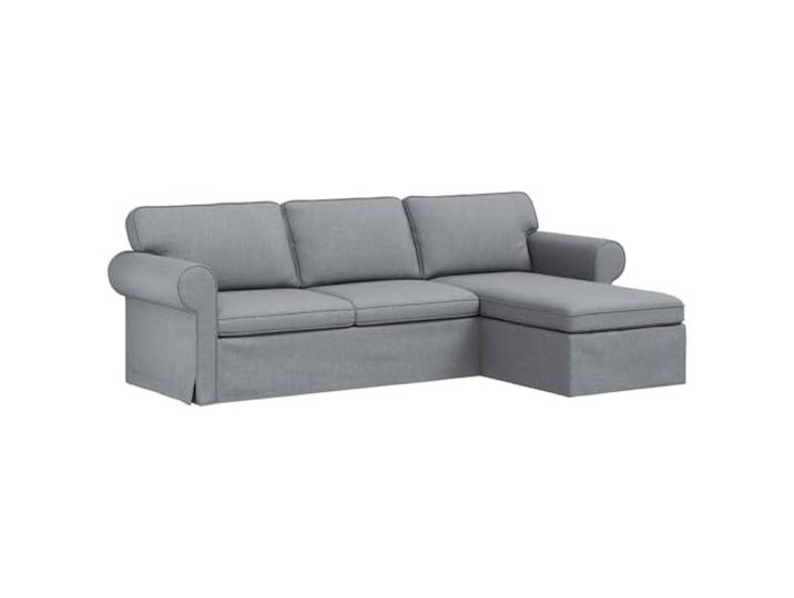 IBUQDDV Sofa Hellgrau 245 x 138 x 80 cm Stoff Metallrahmen, atmungsaktiver Stoff, Holzwerkstoff-Armlehnen, Kunststoffbeine, weiche Kissen, modulare Abschnitte