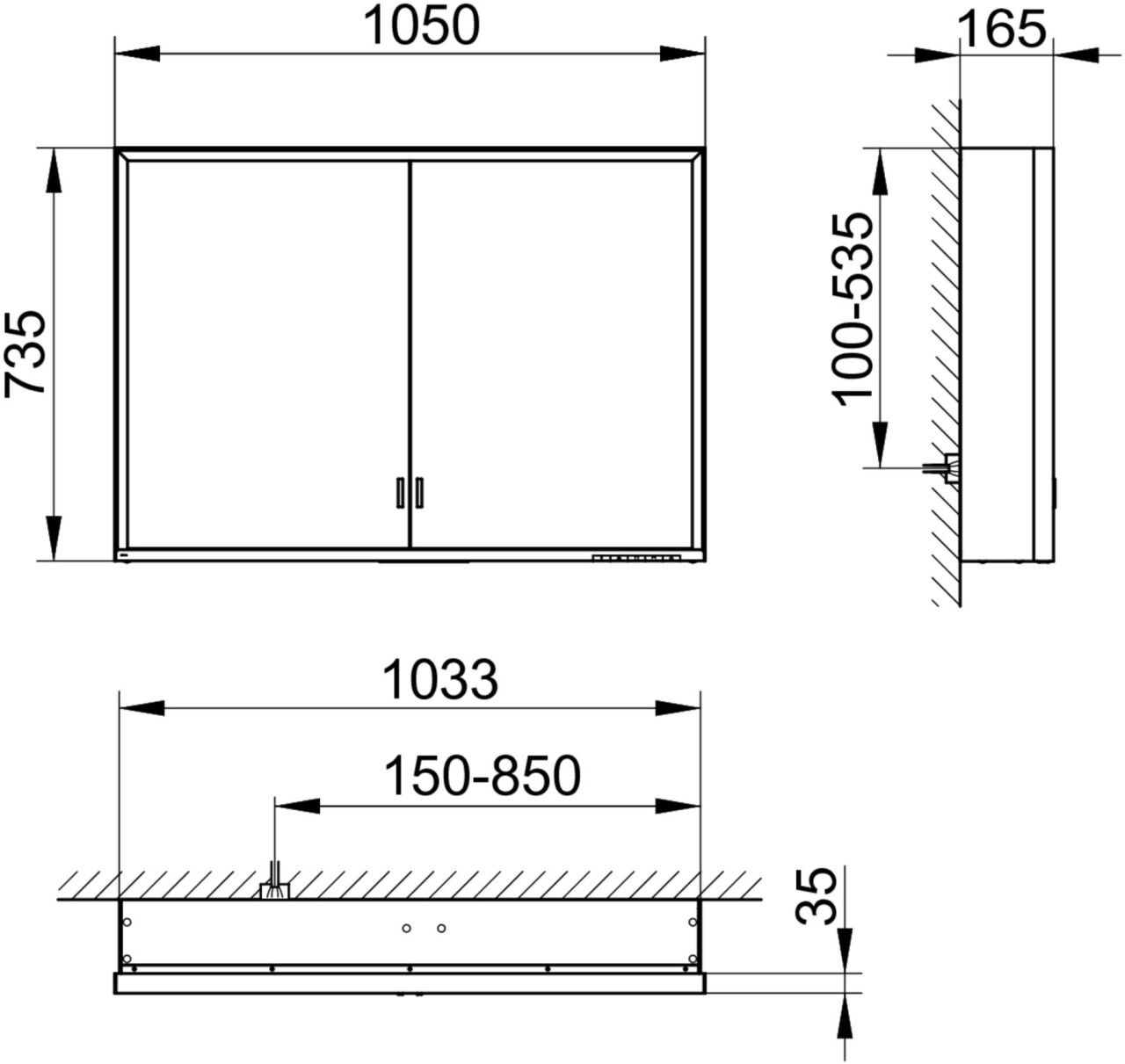 Keuco Spiegelschrank Royal Lumos, ohne Ablagefläche, Vorbau, 1050x735x165mm, 14308172301 14308172301