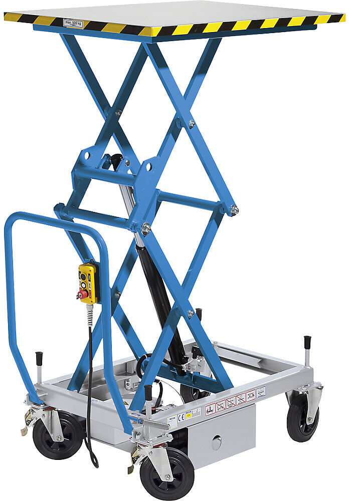 Doppelscheren-Hubtischwagen, Antrieb elektrohydraulisch 230 V, Tragfähigkeit 500 kg eurokraft pro