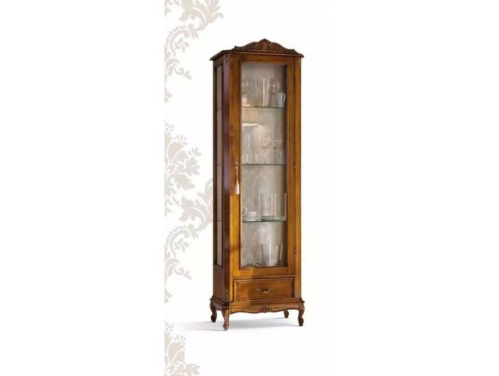 JVmoebel Vitrine Braune Holzvitrine mit Glasdesign und praktischer Schublade (1-St., Vitrine) Made in Europa