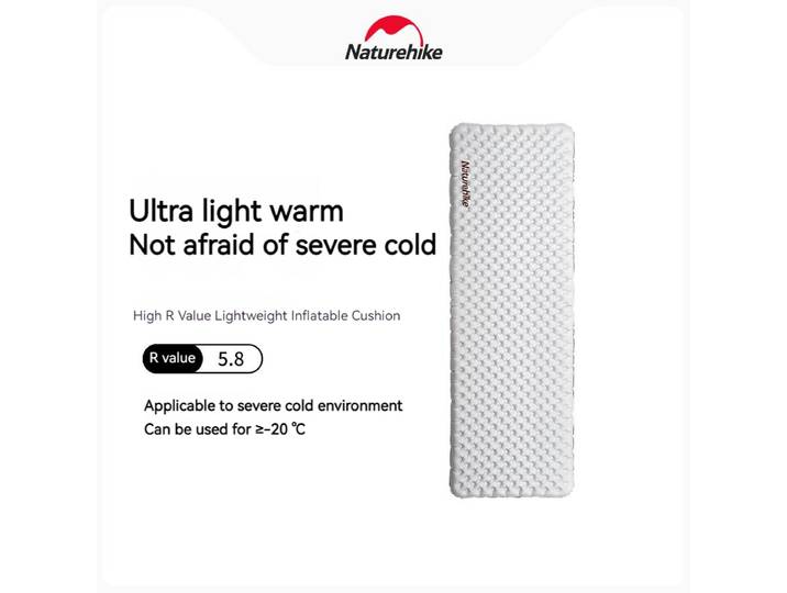 Matelas gonflable Naturehike R5.8 en nylon 20D TPU, isolation thermique, lit d'air simple, randonnée, extérieur, ultraléger, tapis de couchage