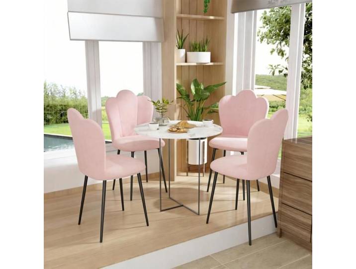 PEACHES Lot de 4 chaises de salon - Chaises de coiffeuse - 43*44*90cm -Rose