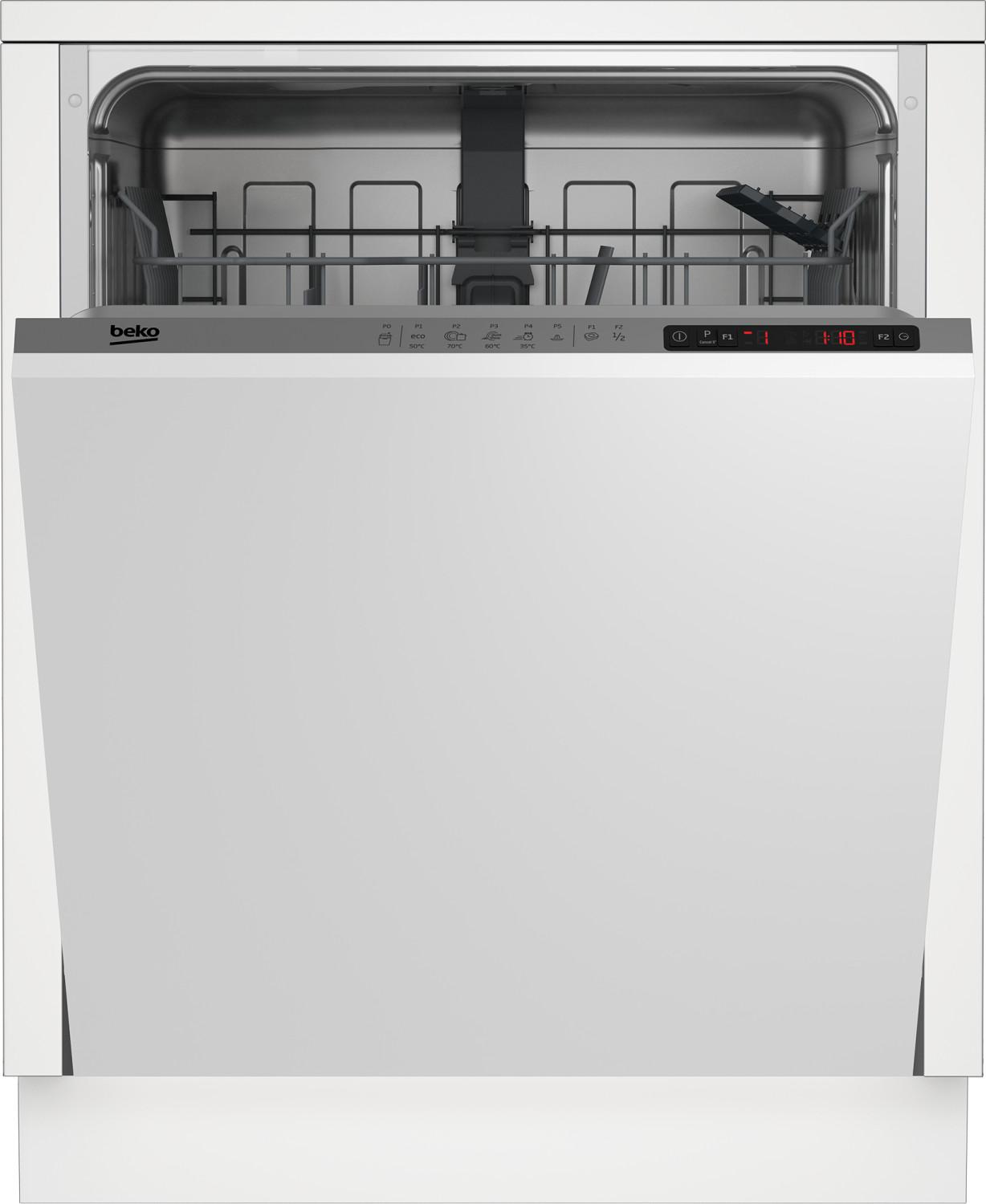 Beko BDIN25320, Voll integriert, Standardgröße (60 cm), Edelstahl, Schwarz, Tasten, LED