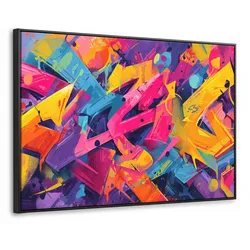 LEINWAND Bilder mit Rahmen - Abstrakt - Formen - Farbenfroh - 140x90