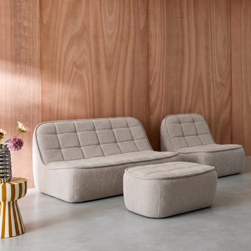 sweeek Sofá envasado al vacío modular de borreguito texturizado con