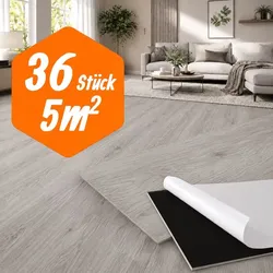 Relaxdays Selbstklebender PVC Bodenbelag Eiche Grau