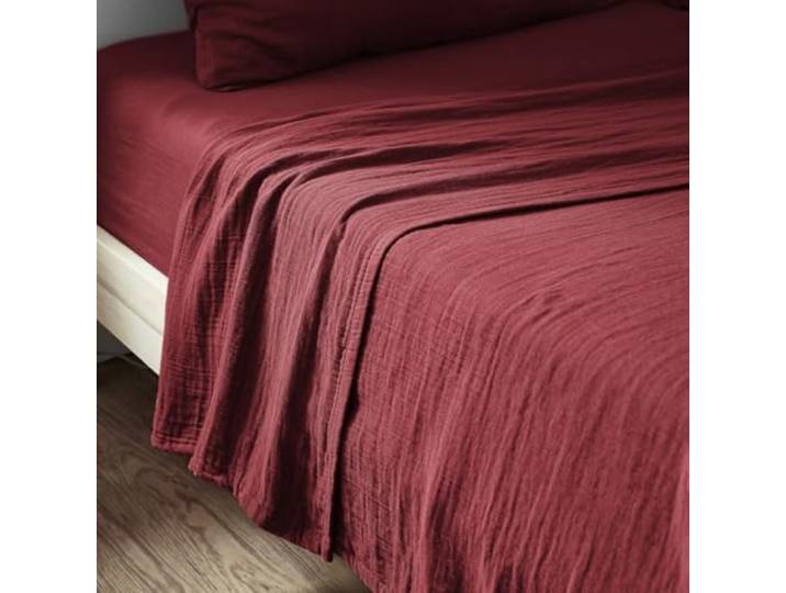 Drap Plat 270x300 cm Gaze de Coton Lie de vin