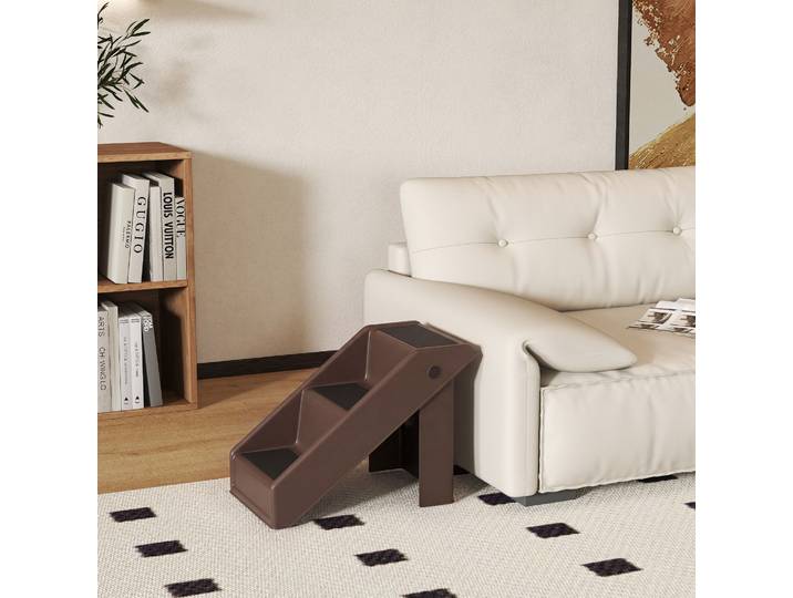 PawHut Escalier 3 Marches Pliant 36,5cm Chien Lit Canapé Marron