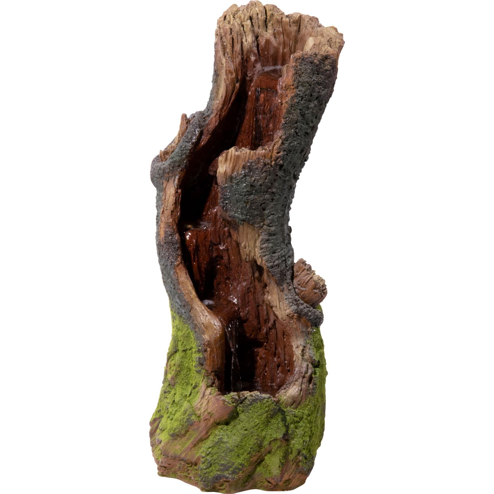 Dobar Polyresin-Brunnen mit Pumpe und LED´s, Baumstamm gebogen
