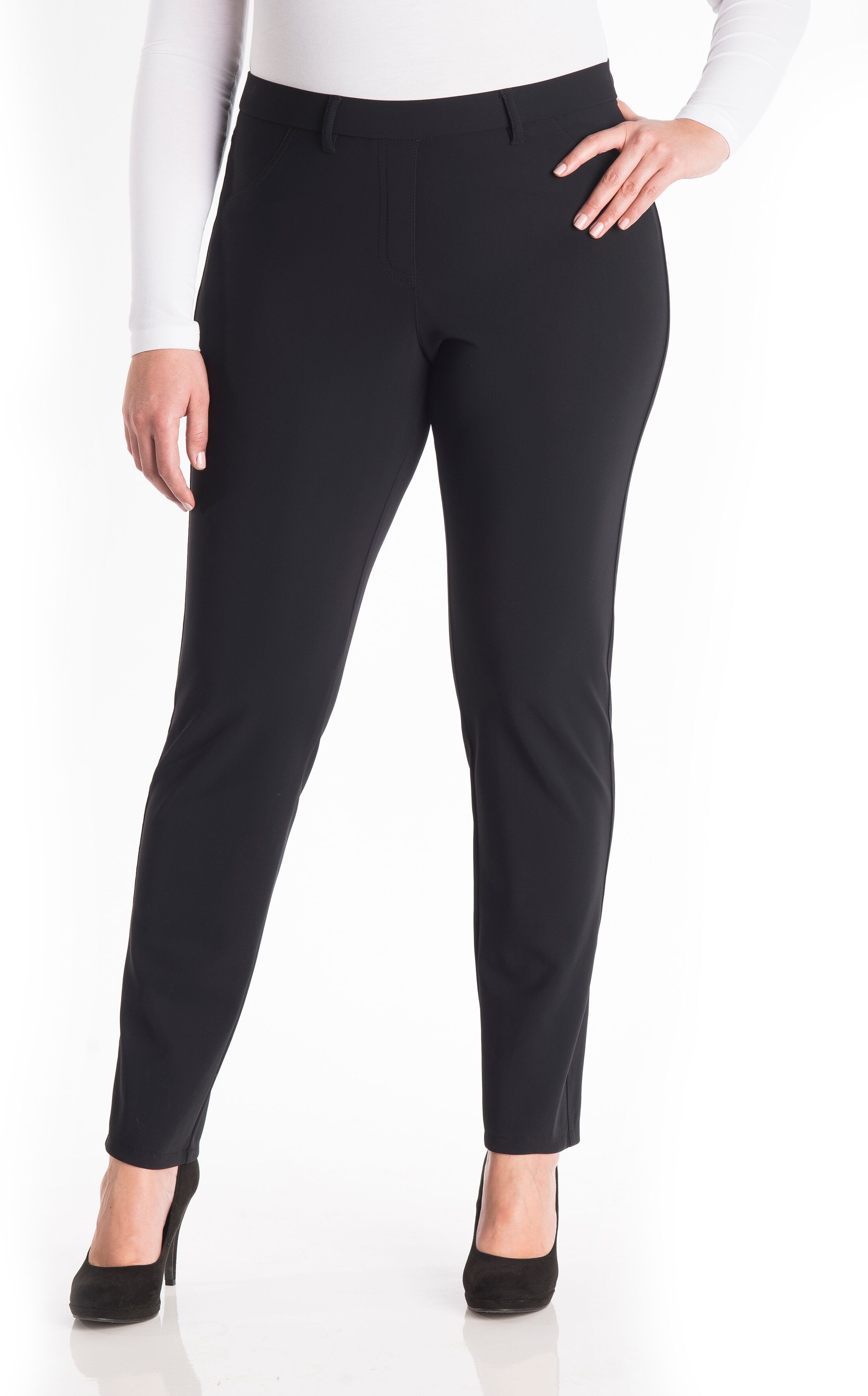 Jeggings KJBRAND "Jenny", Damen, Gr. 22, K-Gr, schwarz, Jersey, Obermaterial: 73% Polyamid, 27% Elasthan, figurbetont knöchellang, Hosen Jeggings, Im edlen Techno Jersey, Bi-Stretch, reduzierte Faltenbildung schwarz 22, K-Gr
