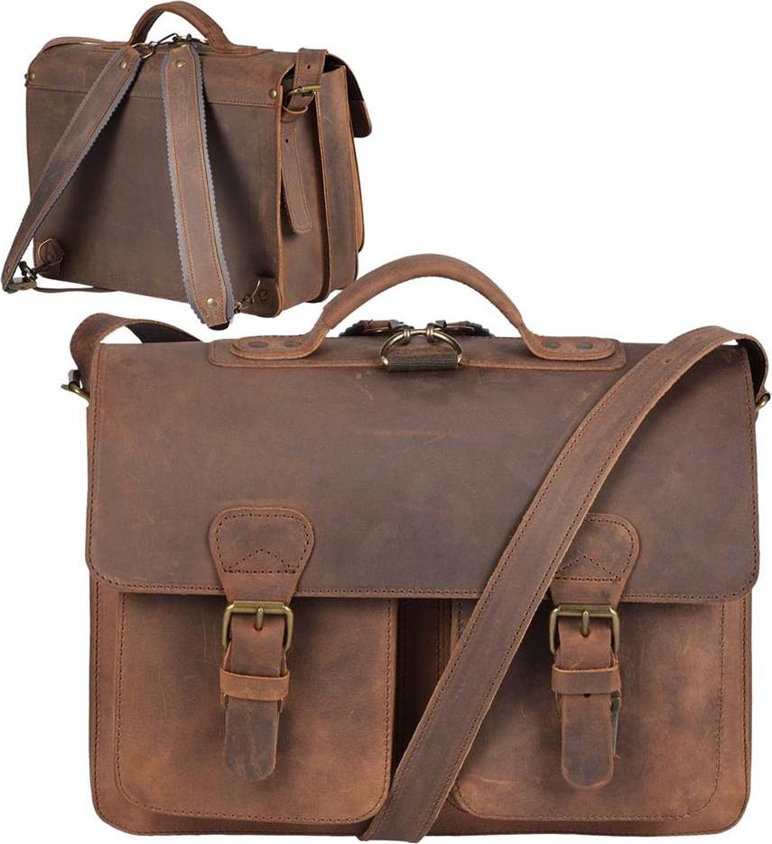 Ruitertassen Lederranzen 38cm Schulranzen Schultasche 2 Fächer 2 Vortaschen Rückengurte Tragegriff Schultergurt ranger braun 2233-73