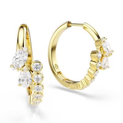 Paar Creolen SWAROVSKI "Schmuck Geschenk MESMERA Ohrringe", gelbgoldfarben, kristallweiß, kristallweiß, Ohrringe, Damen, Metall, mit Swarovski Kristall