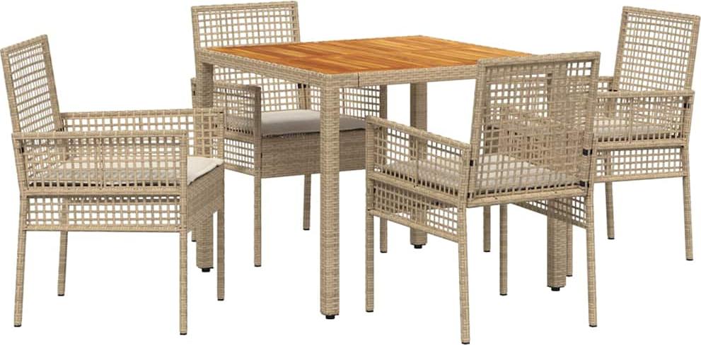 Garten Essgruppe 5 pcs Beige Poly-Rattan