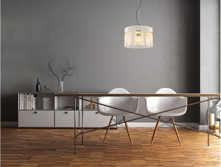 Suspension - Type I Ø 40cm Blanc/Transparent/Blanc Matériau : Verre, Métal Surface en métal : Laqué Type de métal : Fer Type de verre : Verre
