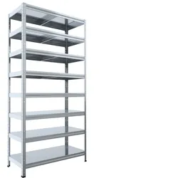 Metallregal Biedrax 40 x 60 x 210 cm, Verzinkt, 8 Stahlböden, Fachlast 100 kg pro Fachboden
