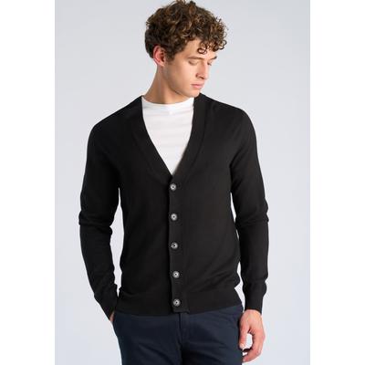 Cardigan LINDBERGH "Cardigan Relaxed Fit", Herren, Gr. XXL, schwarz, Obermaterial: 80% Viskose, 20% Nylon, unifarben, Strickjacken